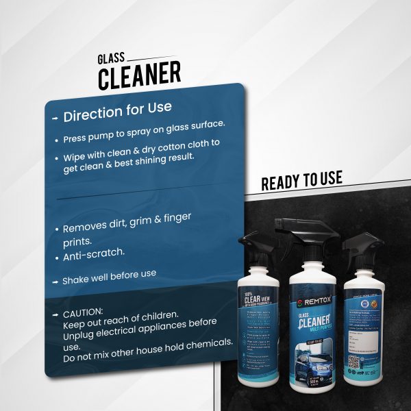 Remtox Glass Cleaner | Achieve Crystal-Clear Visibility on Every Drive - 500ml